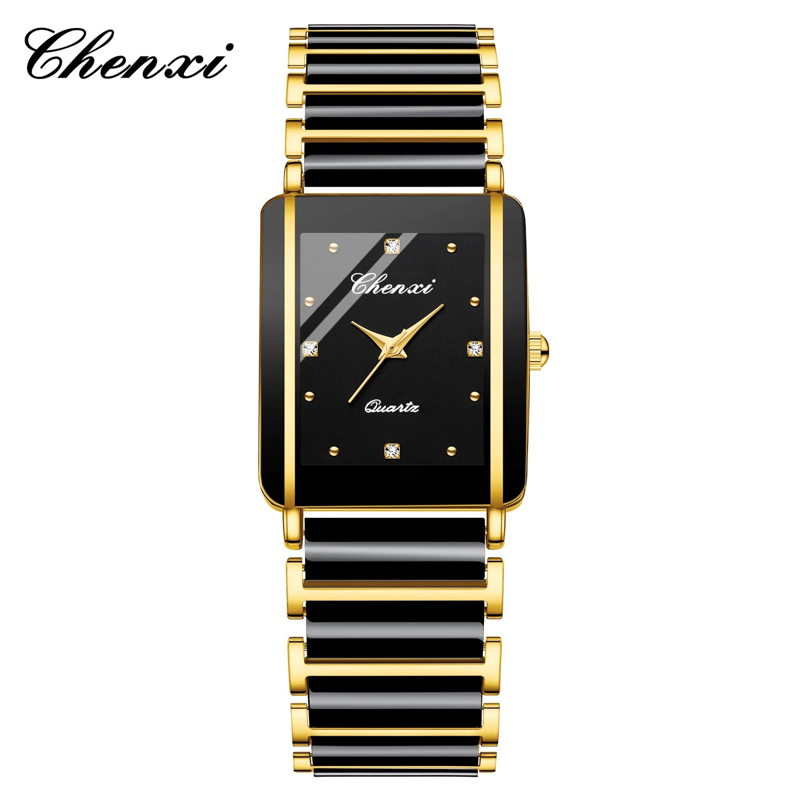 CHENXI Luxury Couple Watch High Quality Fashion Crystal Rectangular Dial Quartz Watch Men Women Valentine'S Day Wedding Gift