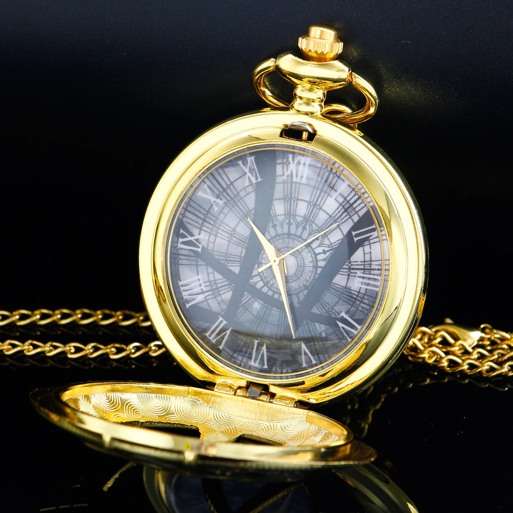 Vintage Bronze Eye Round Case Shape Quartz Pocket Watch Jewelry Pendant Necklace Chain Gifts for Men Women