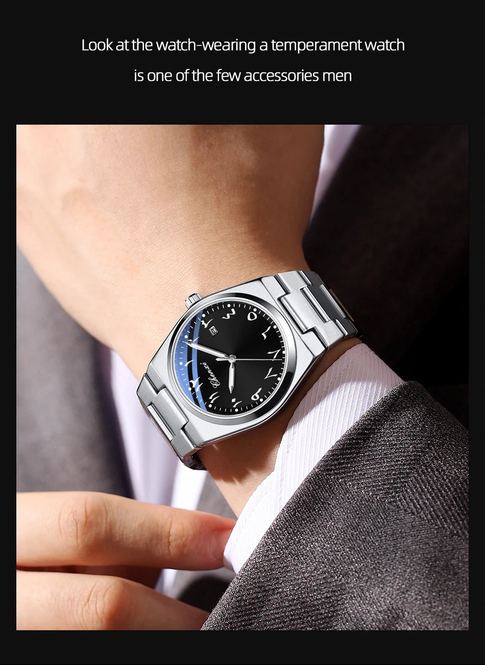Original Men's Watches CHENXI Eastern Arabic numerals Dial Date Luminous Quartz Business Simple Watch Waterproof Stainless Steel
