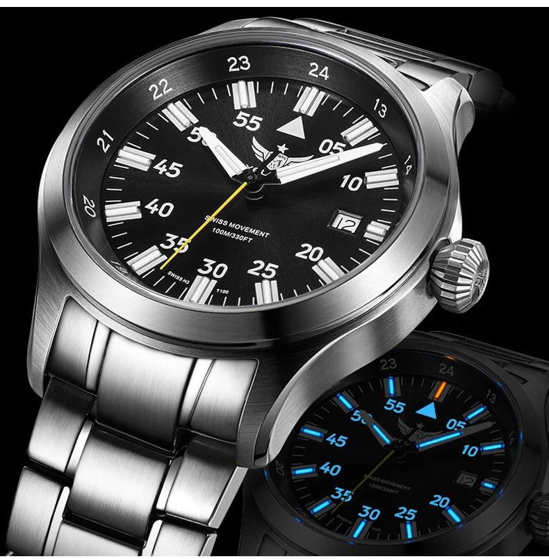YELANG V1021S Men Quartz Watch 42mm Swiss Ronda  Movement 10-year battery life T100 Luminous 100m Waterproof Men's Diving Watch