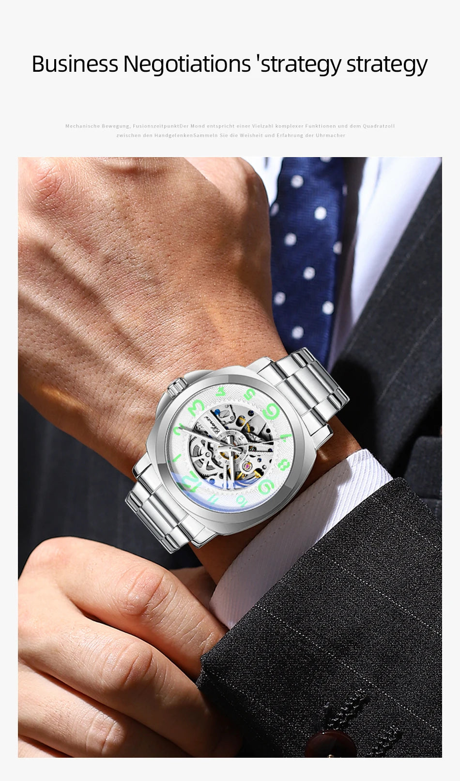 CHENXI New Mechanical Men's Watches Large Openwork Dial Fashion Luminous Waterproof Fully Automatic Mechanical Watch Man