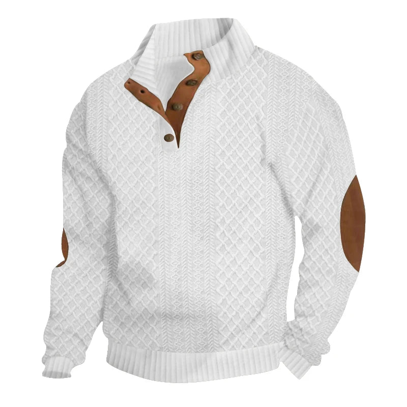Autumn Winter New Men's Knit Sweatshirt Outdoor Stand Collar Long Sleeve Knitted Pullover Hoodie Men Fashion Patchwork Steetwear