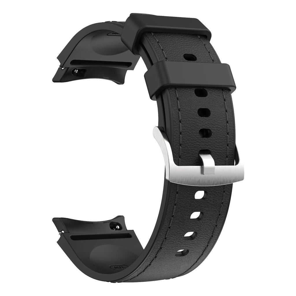 Silicone+Leather Strap for Samsung Galaxy Watch 7 6 5 4 44mm 40mm/5 Pro 45mm Wristband for Galaxy Watch 6 Classic 47mm 43mm Belt