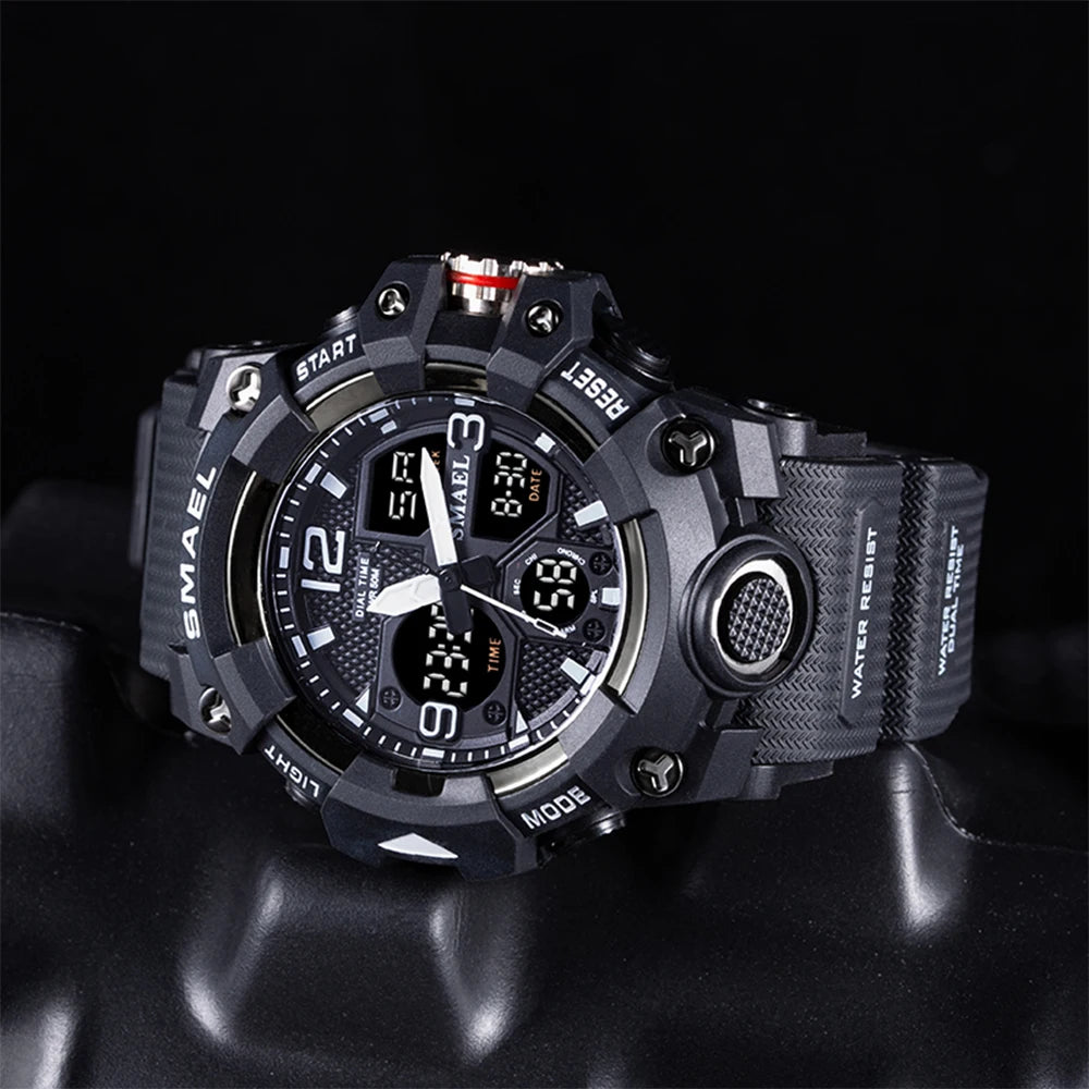 Sport Watch Military Watch For Men Alarm Clock Stopwatch LED Digital Back Light Dual Time Display 8008 Men's Watches Waterproof