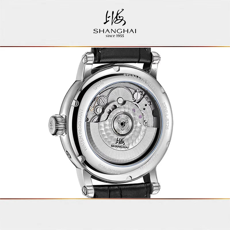 Shanghai Watch Men's Automatic Mechanical Watches 42mm Luminous Watch Sapphire Calendar Watch 5Bar Waterproof Wristwatch S8924