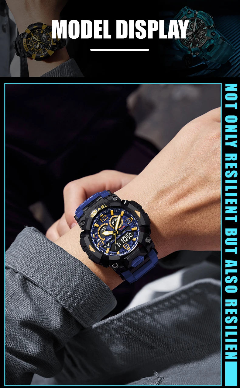 SMAEL 8099 Men's Military Digital Sport Watch - 50m Waterproof LED Backlight Alarm Stopwatch Chronograph Shockproof Gifts