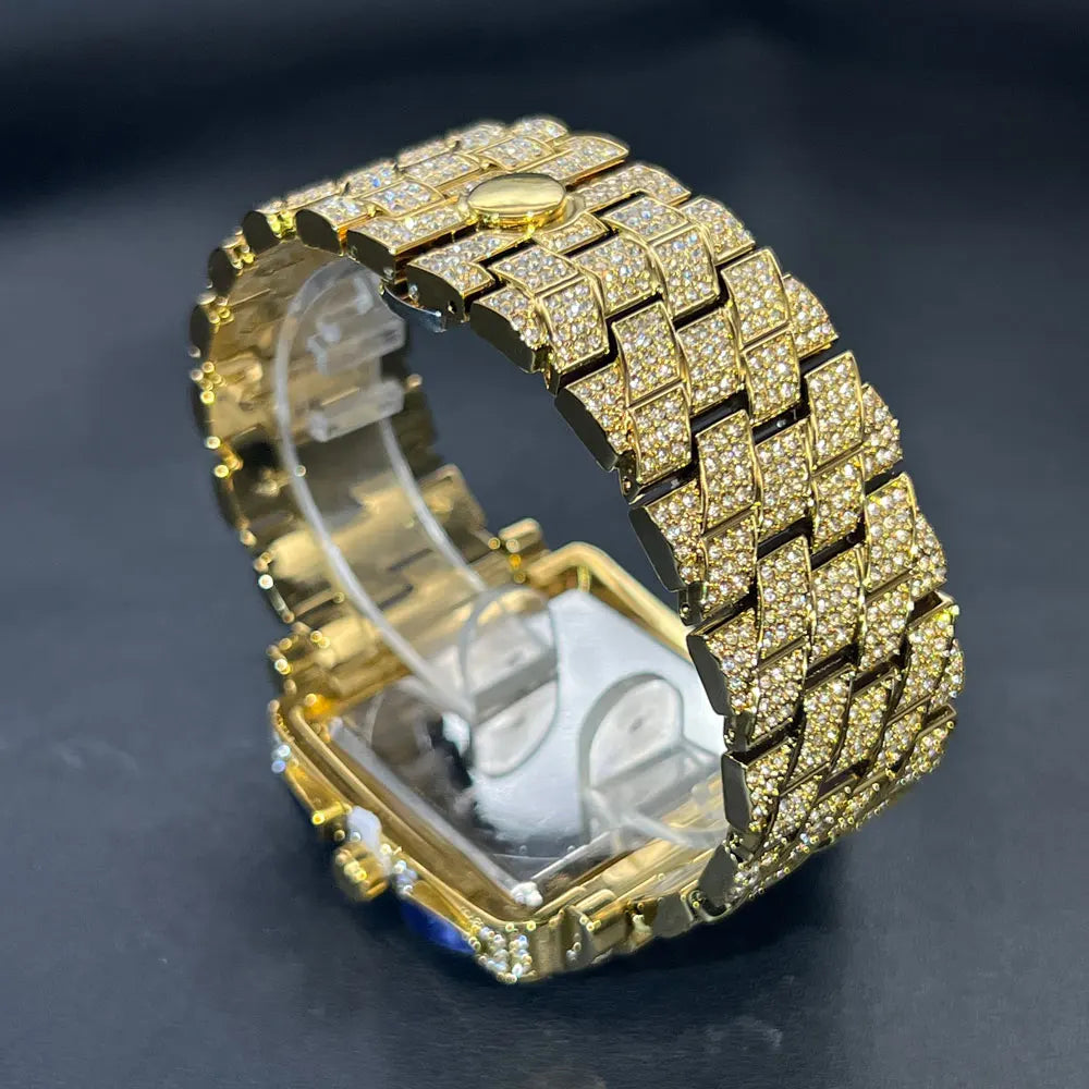New MISSFOX Luxury Diamond Watch For Men Fashion lce Out  Big Face And Band Wristwatch Bling Hip Hop Style Jewelry Dropshipping