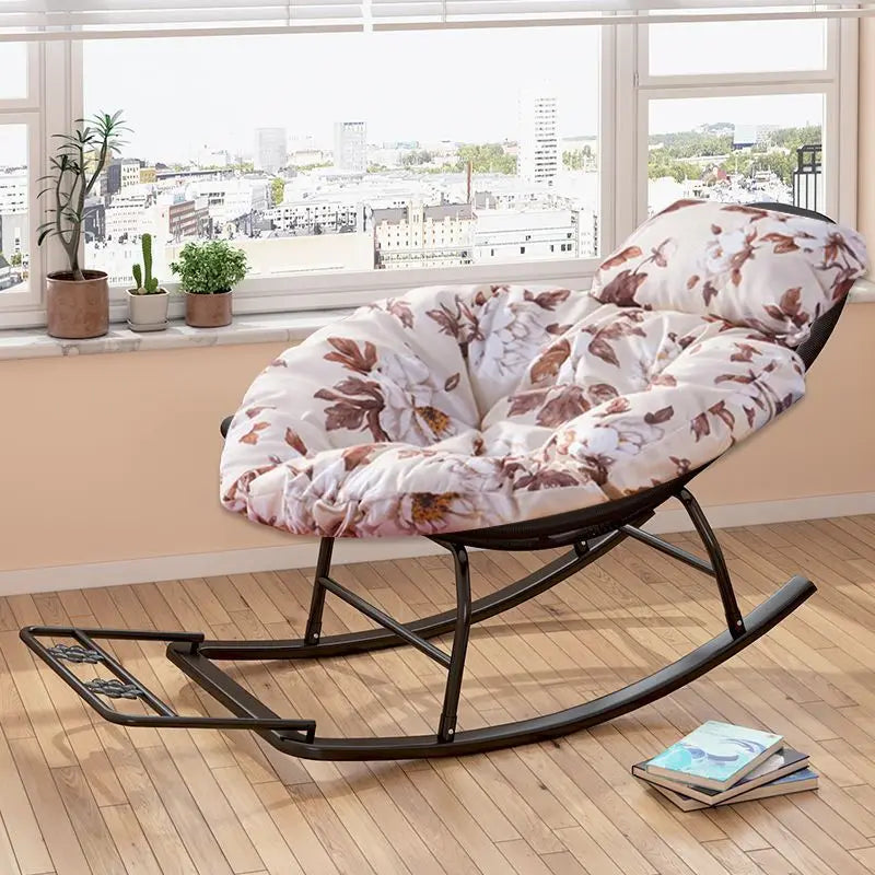 Leisure Lounge Chair, Garden Chair, Widened Rocking Chair, Rattan Rainbow Rocking Chair
