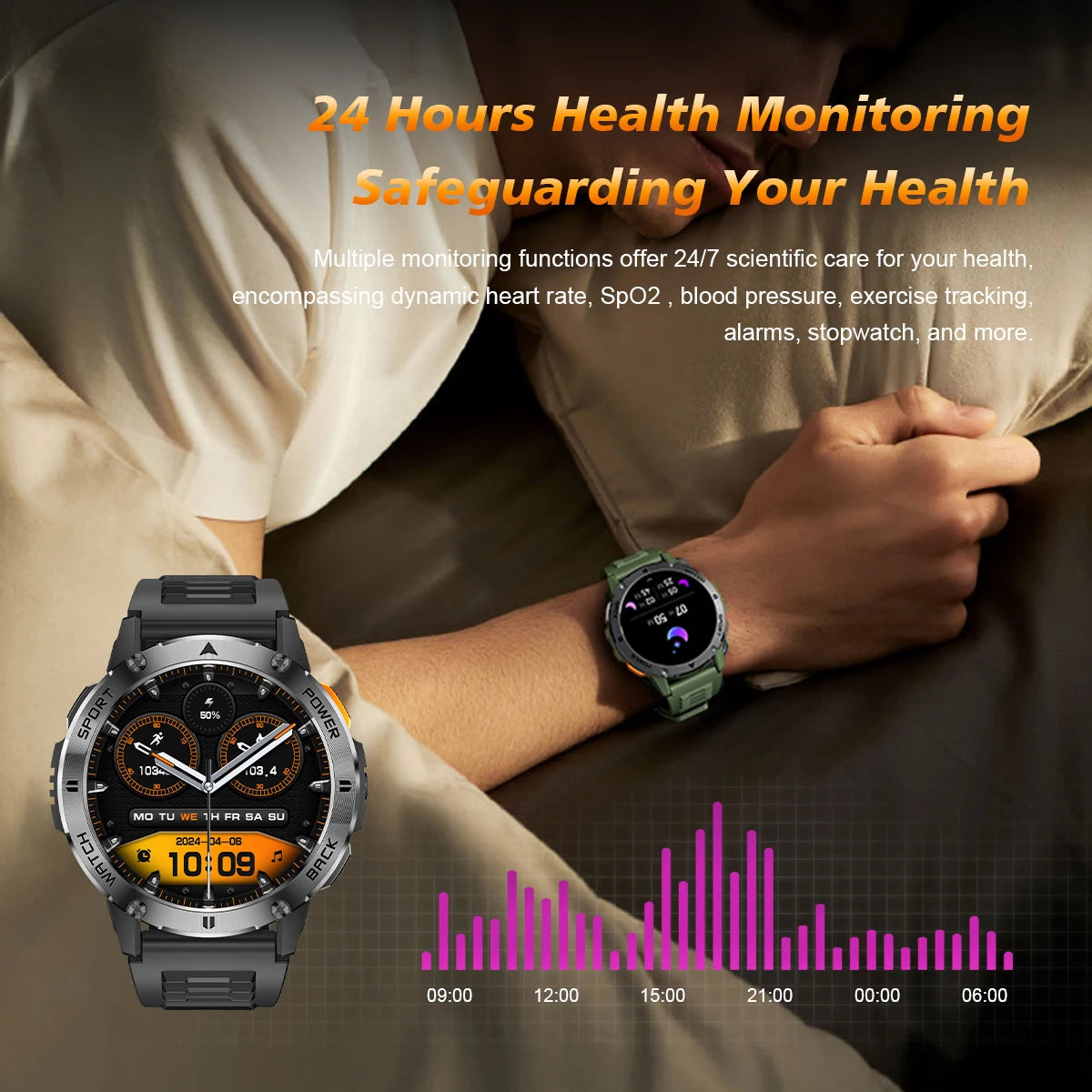 2026 New Smart Watch Men Compass Outdoor 3ATM Waterproof Sports Fitness Large Battery Bluetooth Call Smartwatch for Android iOS