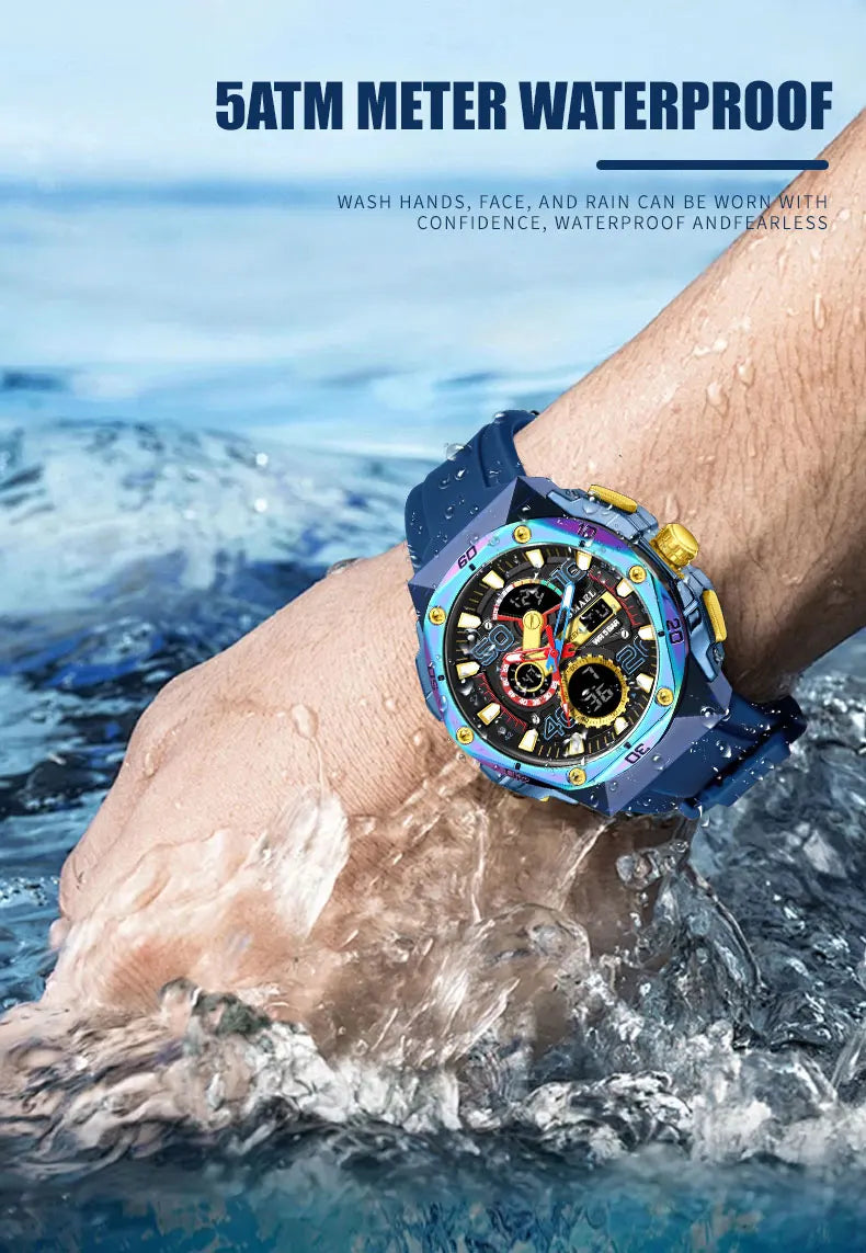 SMAEL Men's Sport Digital LED Watch Dual Time Stopwatch Alarm Clock 50M Waterproof 8113 Wristwatch Sports Army Military Watches