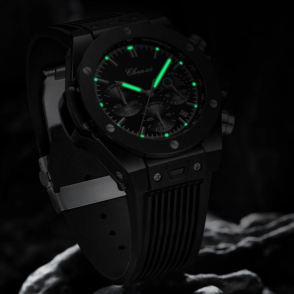 Men Watches High Quality Waterproof Sports Chronograph Quartz Wristwatches Silicone Strap Calendar Luminous Watch For Men