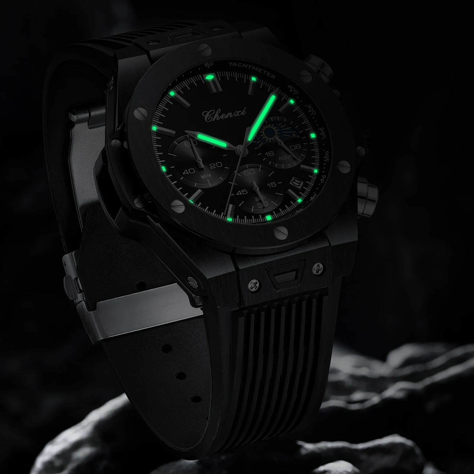 Men Watches High Quality Waterproof Sports Chronograph Quartz Wristwatches Silicone Strap Calendar Luminous Watch For Men