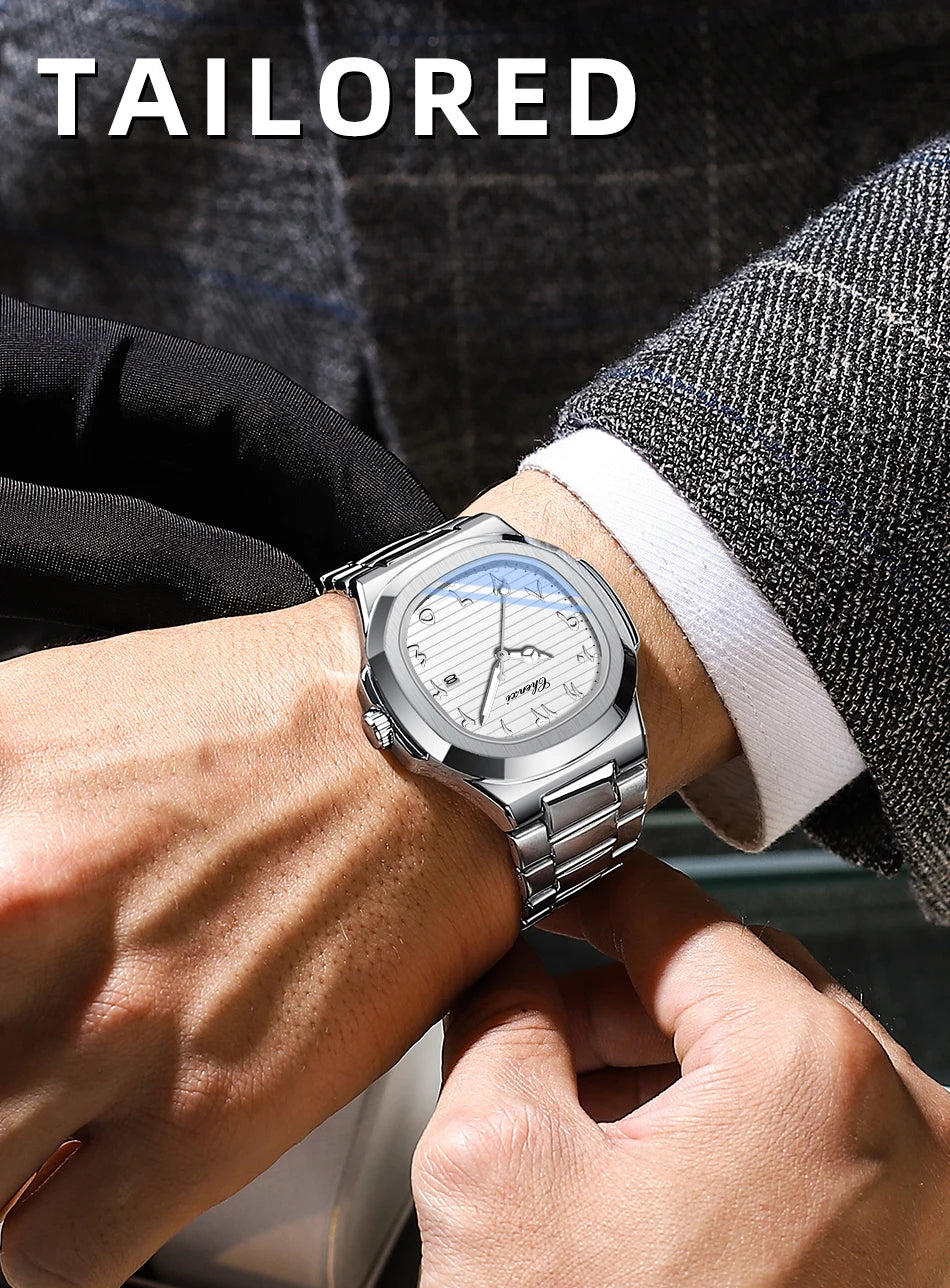Eastern Arabic Numerals Dial Man Watch Fashion Original Date Quartz Watches For Men Classic Business Waterproof Men's Wristwatch