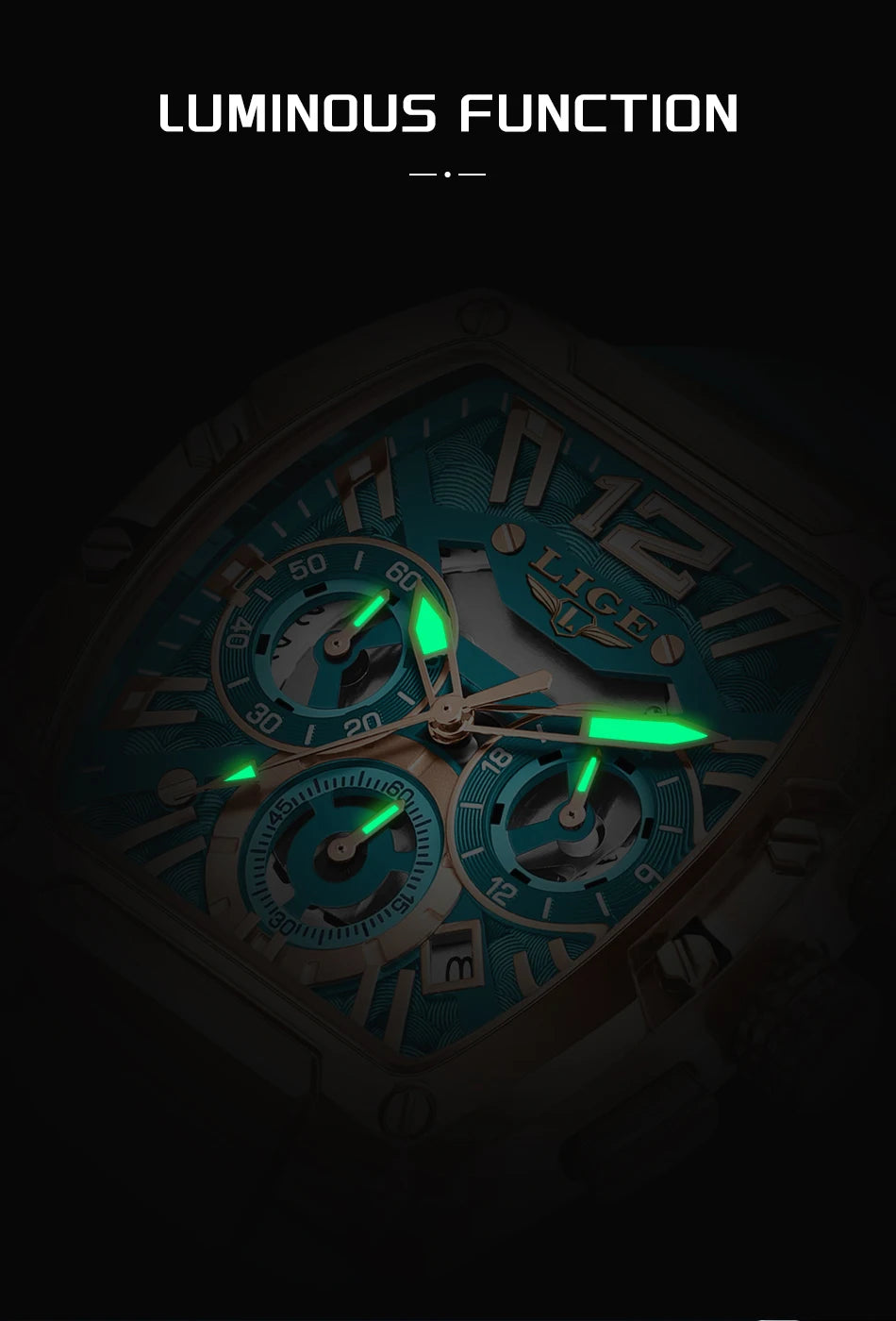 LIGE Original Brand Fashion Mens Watches Sport Military Chronograph Calendar Silicone Strap Quartz Wristwatch Relogio Masculino