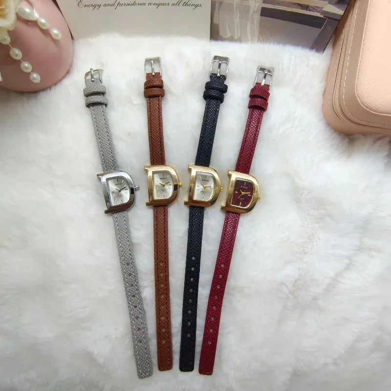 Top Brand Women's D-style Dial Watch Fashion Ladies Leather Belt Wristwatch for Women Gifts Reloj Mujer Dropshipping