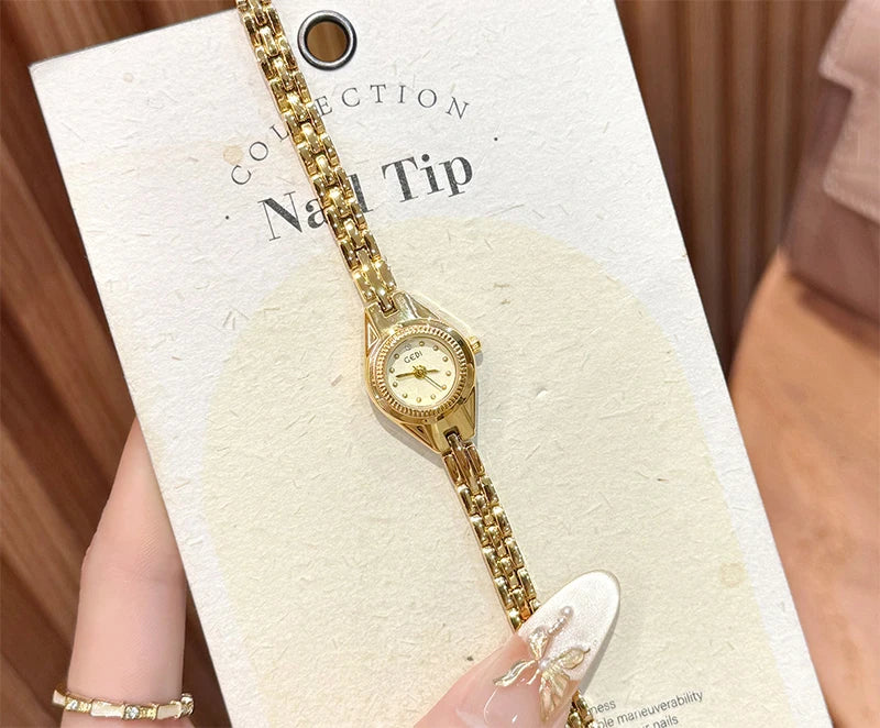 GEDI Ladies Small Watches Temperament Round Dial Quartz Retro Watch Luxury Waterproof Fashionable Wristwatch Gifts for Woman