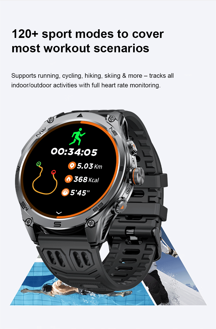 2026New Military Grade 1000mAh Battery GPS Smart Watch 10ATM Waterproof Compass Altimeter Call AMOLED Men Swim Sports Smartwatch