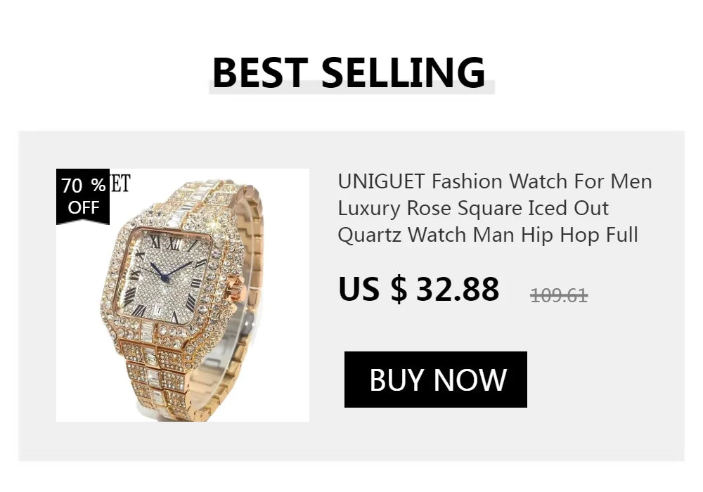 UNIGUET Cool Black Diamond Watch For Men Fashion Hip Hop Green Iced Out Square Quartz Wristwatch With Date Reloj Hombre