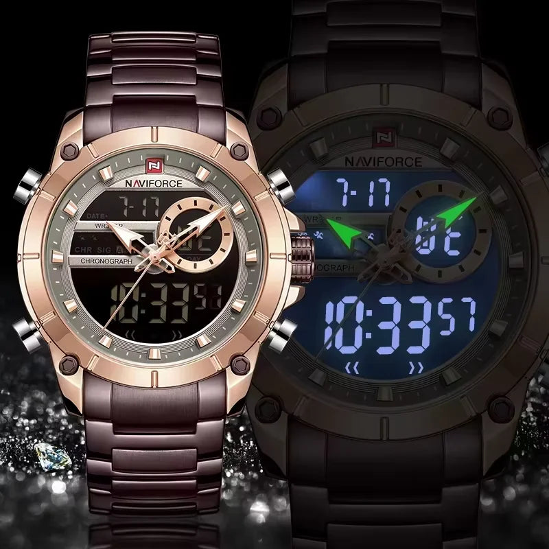 NAVIFORCE Luxury Original Sports Wrist Watch For Men Waterproof Digital Fashion Watches Male Relogio Masculino 9163 Free Shiping