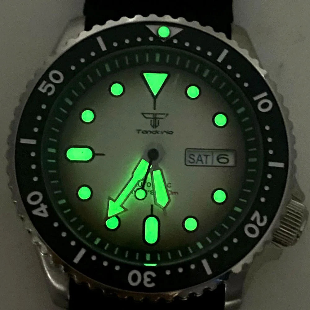 Diving Tandorio NH36 Week Date Steel Mechanical Watch Men 120clicks Bezel Chapter Ring 3.8 Crown 20ATM Waterproof SKX Mod Clock