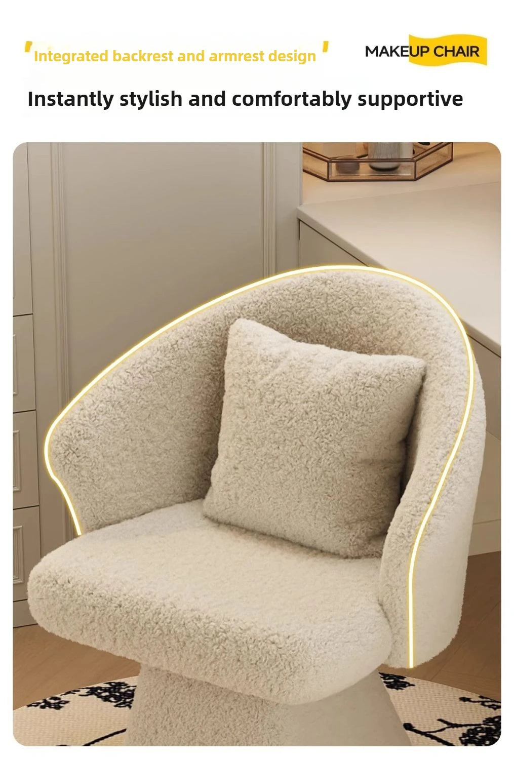Dressing Table Chair, Rotatable Makeup Stool, Female Bedroom Princess, Light Luxury Nail Salon, Beauty Salon, Reception Chair
