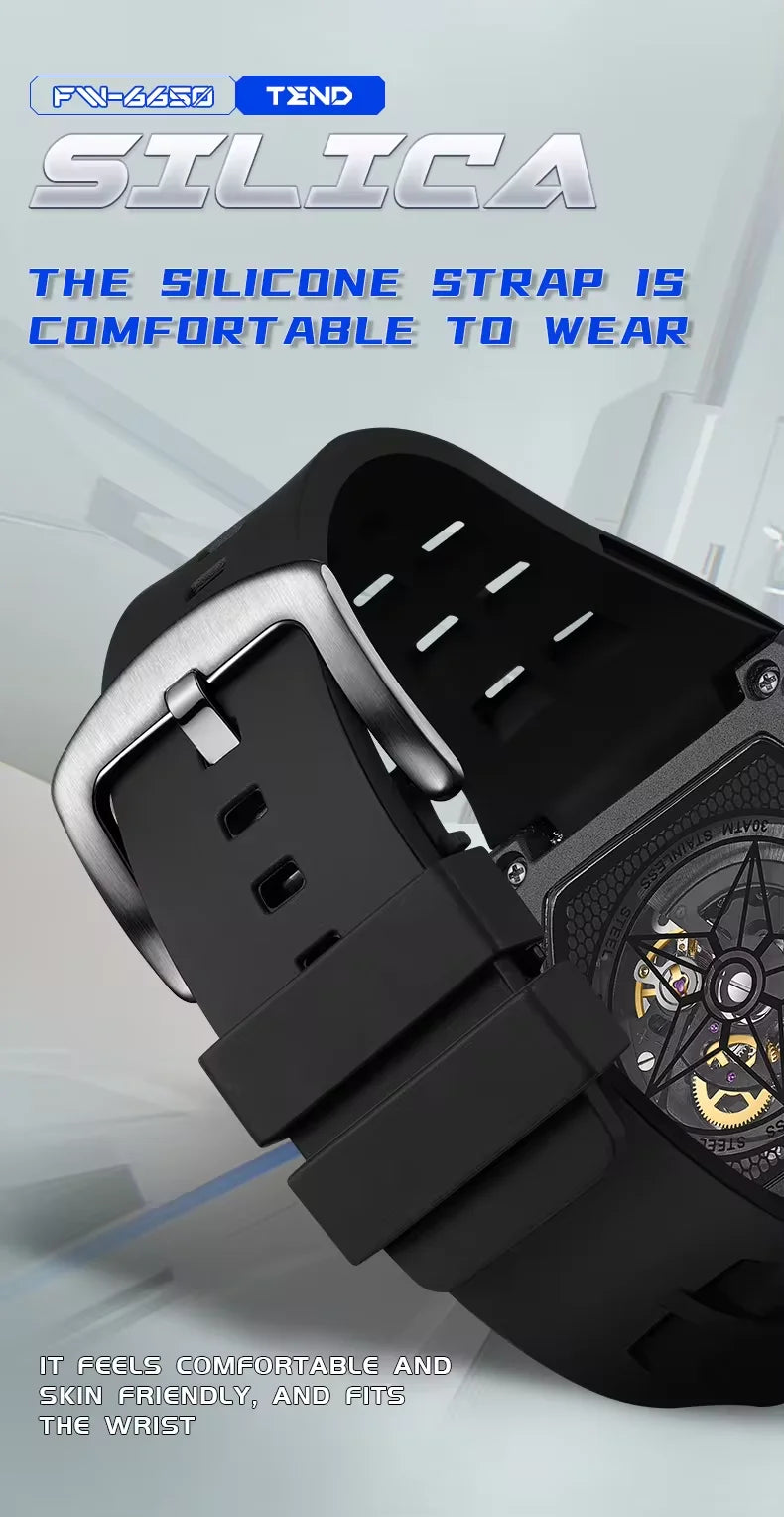 2023 New Automatic Mechanical Watches Mens Luxury   Brand Mark Fairwhale Fashion Sports Waterproof Tonneau Mille Wristwatch Mans