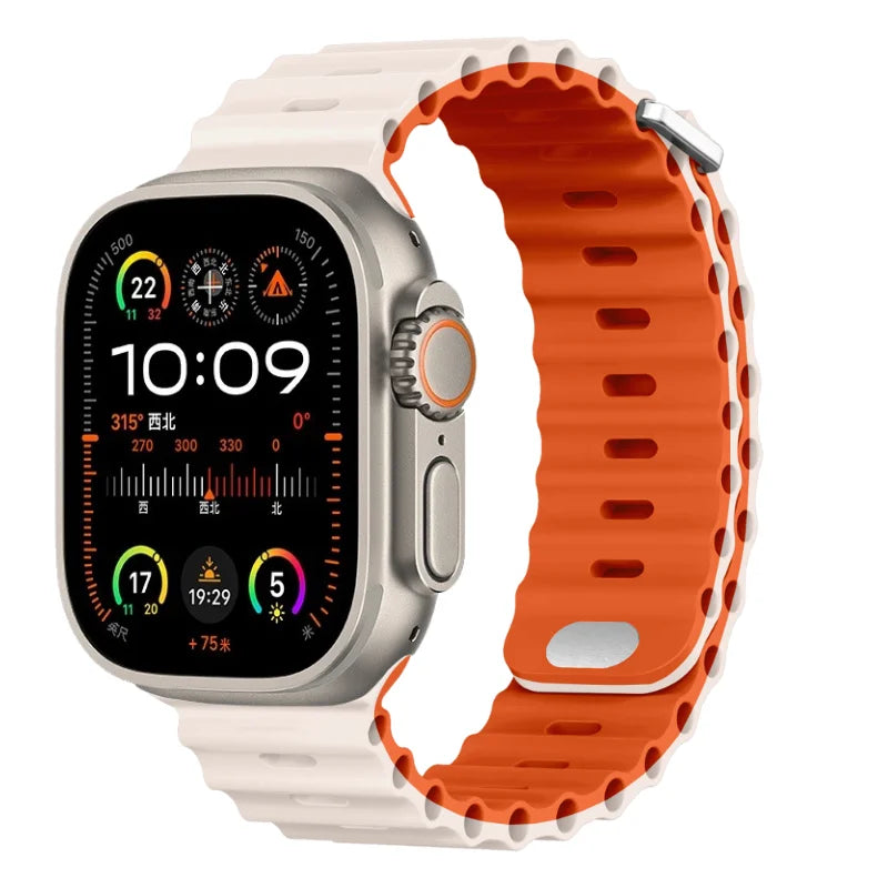 Ocean strap For Apple Watch Ultra 3 2 1 Band 49mm 11 10 9 8 7 46mm 45mm 41mm Silicone Wristband iWatch 6 5 4 SE3 44mm 40mm 42mm