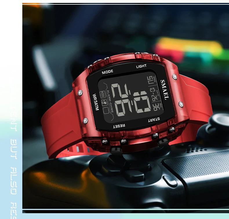 SMAEL Watches for Women LCD Digital Movement Silicone Strap Clock Fashion Trend Waterproof Sport Electronic Wristwatches Female