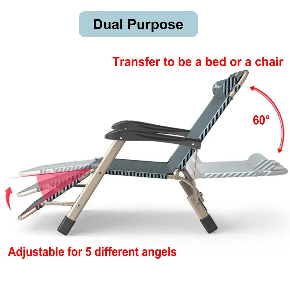 Outdoor Portable Folding Sun Lounger Recliner Chair With Soft Cushion For Garden Camping Beach Gravity Lounge Chair Steel Frame
