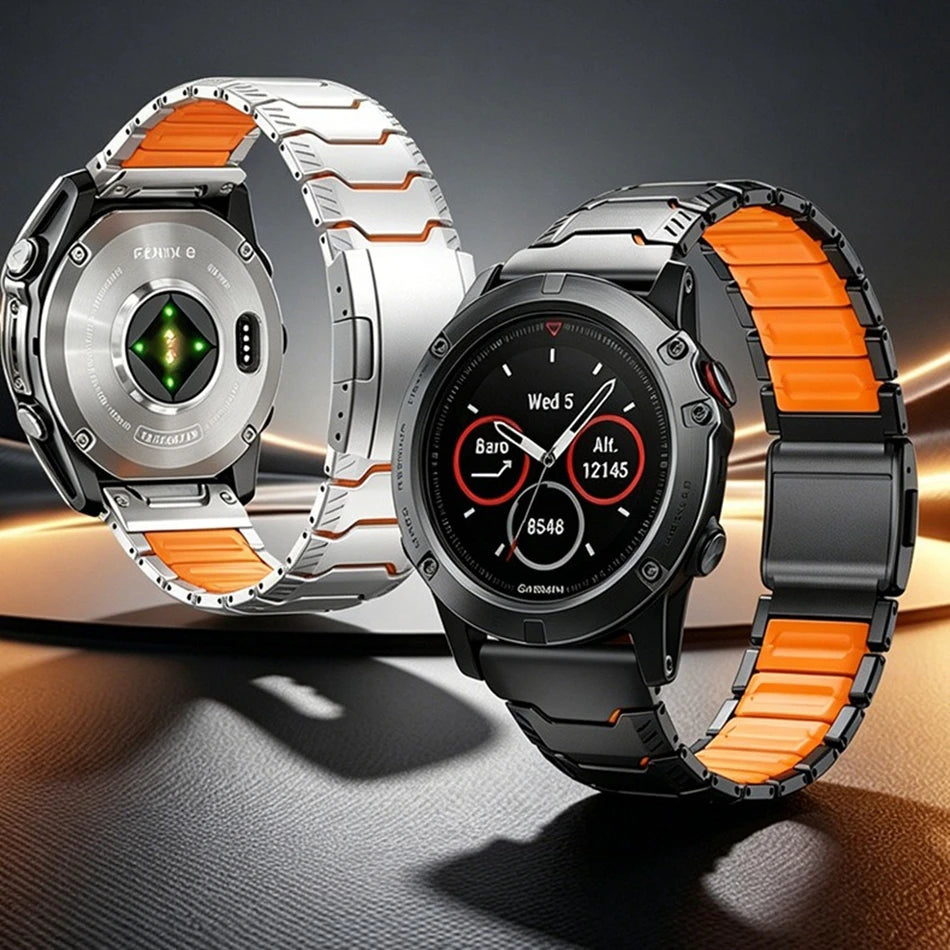 Titanium Silicone Magnetic Band for Garmin Watch Fenix 8 7X Pro 6X Enduro 3 Strap For Garmin Tactix 7Pro Instinct 2X 26mm Bands