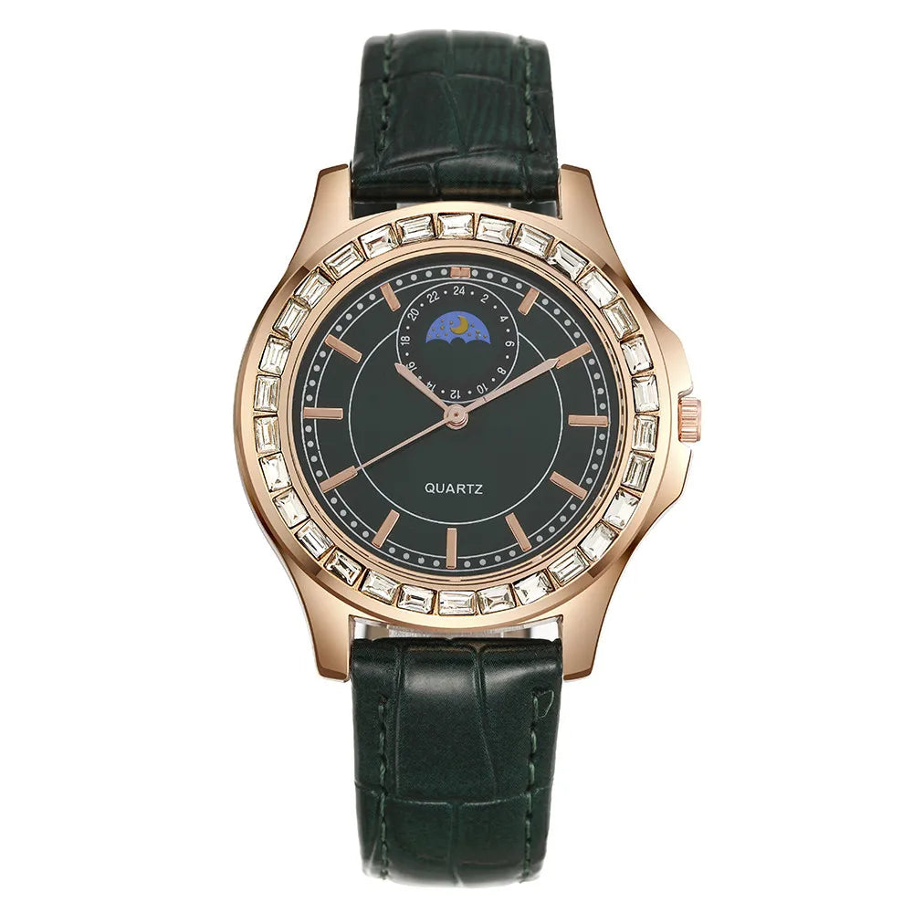 Luxury Large Dial Diamond Ladies Branded Quartz Watch Fashion 2025 Black Leather Women's Simple Dress Clock Gift Watches