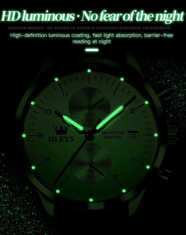 OLEVS Original Men's Watches Luxury Top Brand Leather strap Quartz Male WirstWatch Waterproof Date Business Quartz Watch for Man