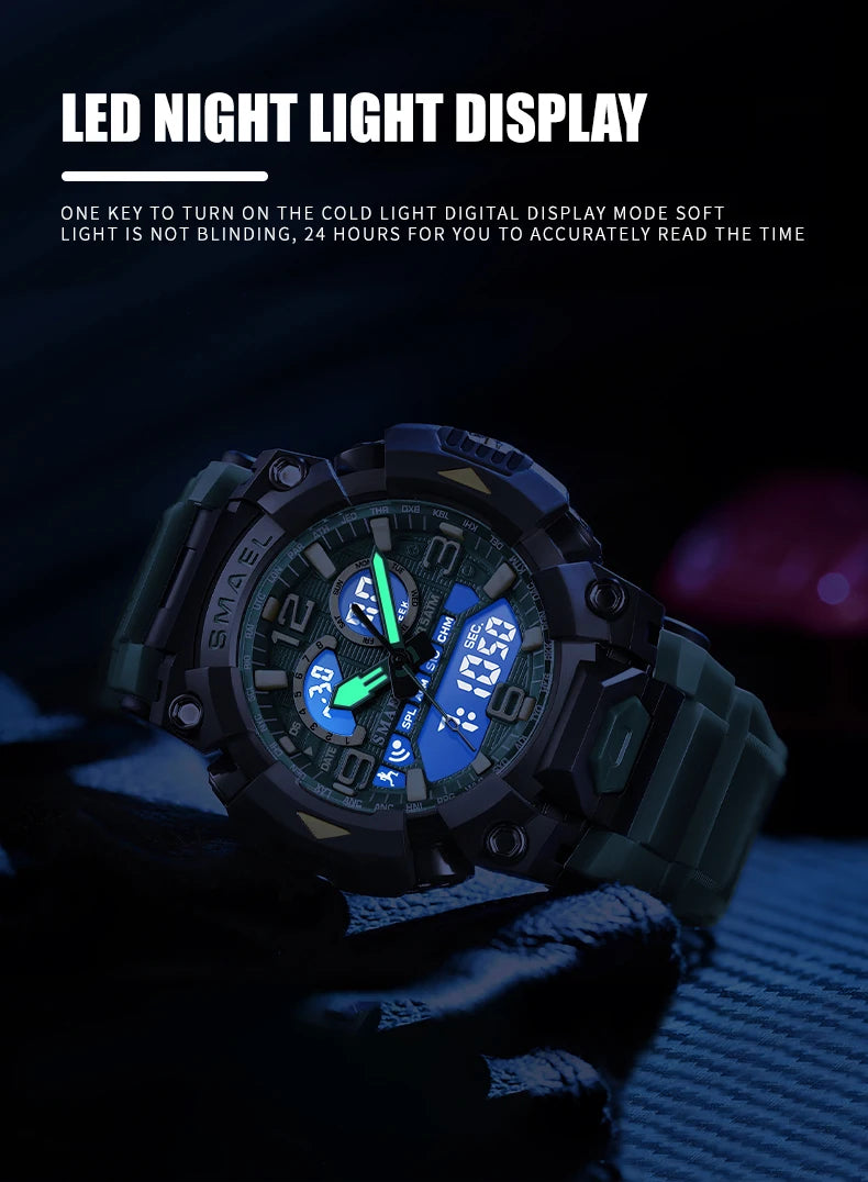 SMAEL 8099 Men's Military Digital Sport Watch - 50m Waterproof LED Backlight Alarm Stopwatch Chronograph Shockproof Gifts