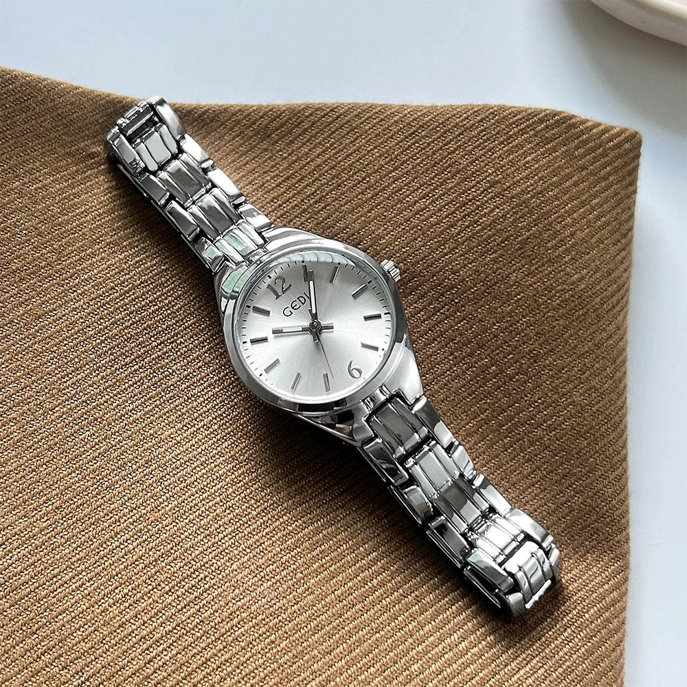 GEDI Small Watch for Women Silver Light Luxury Elegant Waterproof Quartz Watches Ladies Wristwatches Fashion Casual Simple