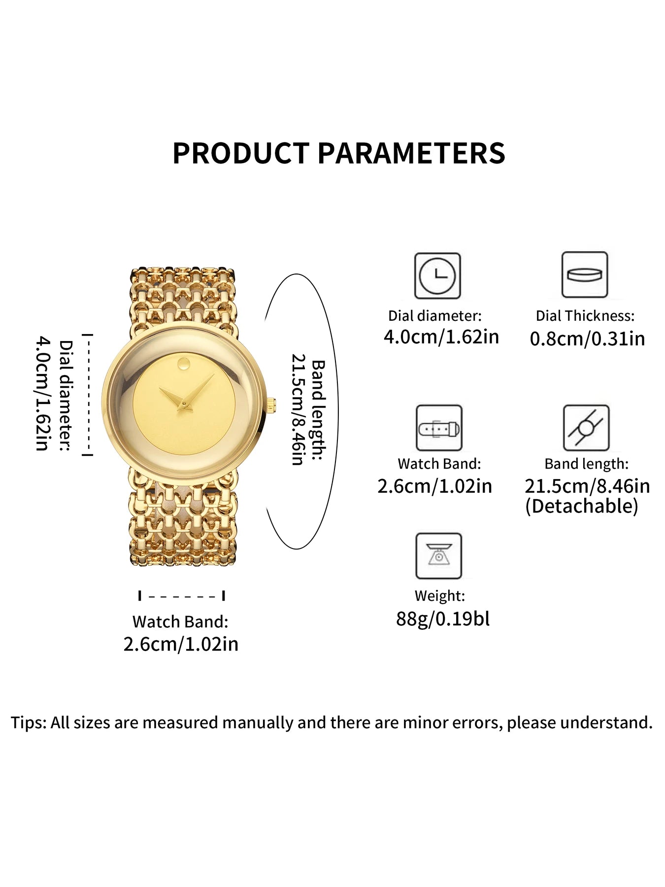 YaLaLuSi Women's Minimalist Quartz Watch with Large Dial, Water-Resistant, Gold-Tone, Perfect as a Gift watch for ladies reloj