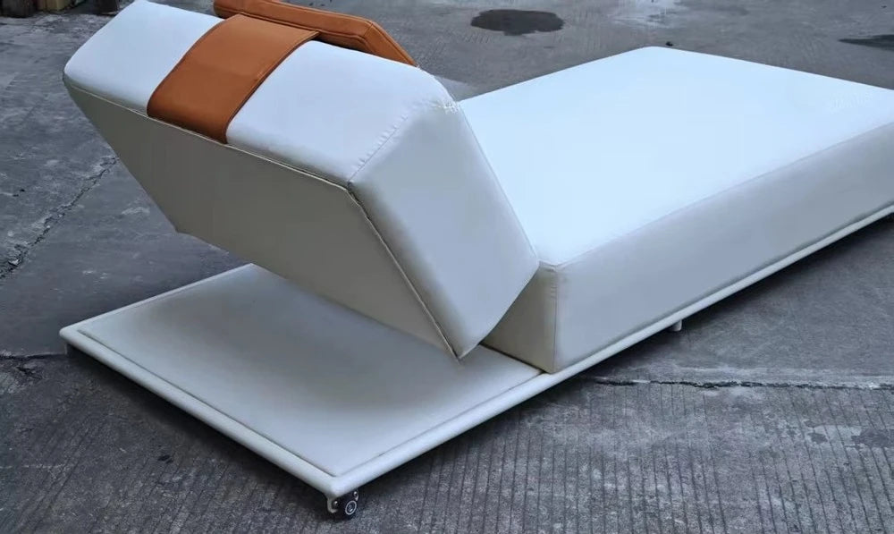 Wood Outdoor Sunbed | Modern Adjustable Backrest Pool Daybed for Hotel & Villa Use