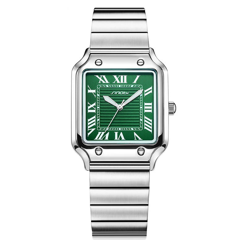 Square Quartz Watch Men Stainless Steel Waterproof Business Wristwatch Male Clock Relogio Masculino