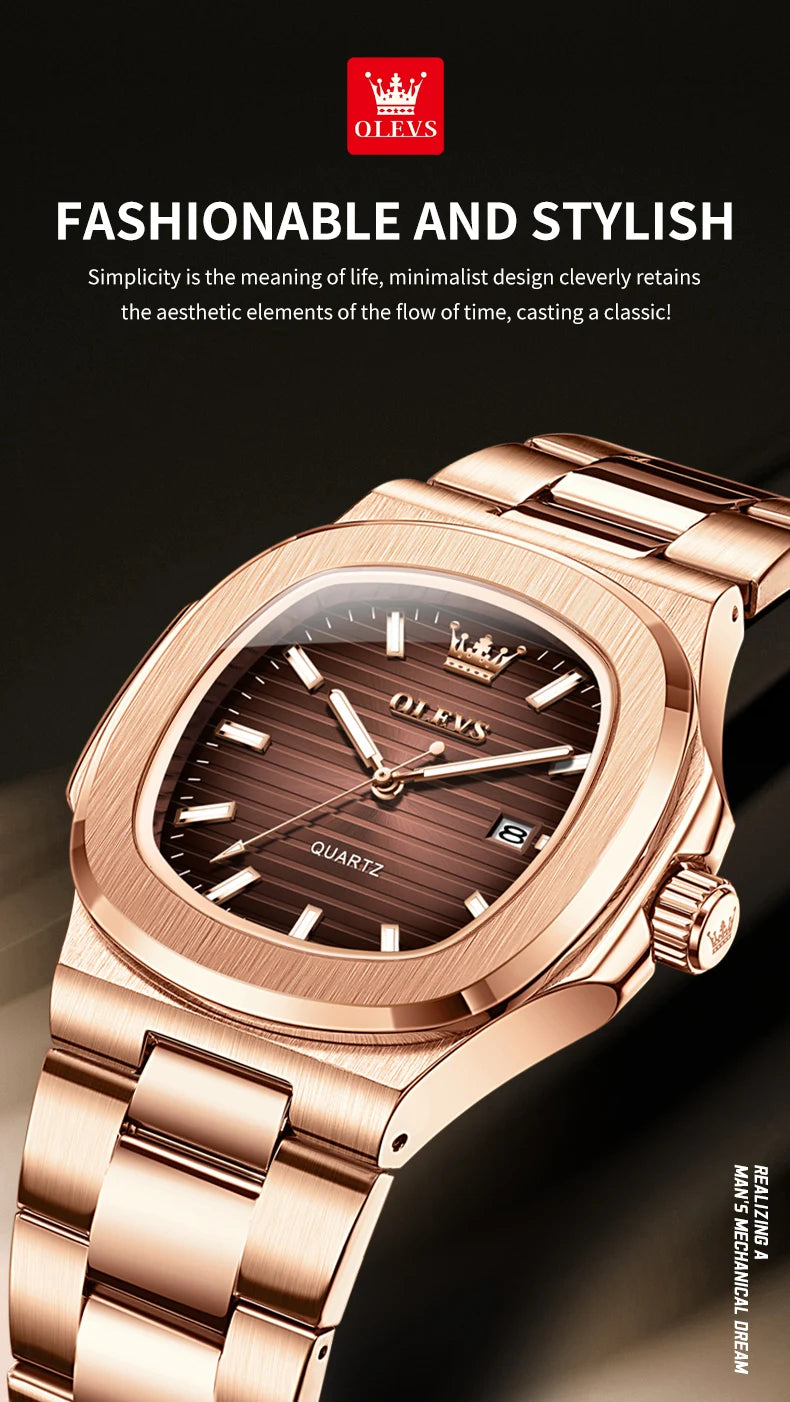 OLEVS 3696 Quartz Watch For Men Luxury Calendar Waterproof Business Men's Wristwatch Luminous Big Dial Fashion Simple Man Watch
