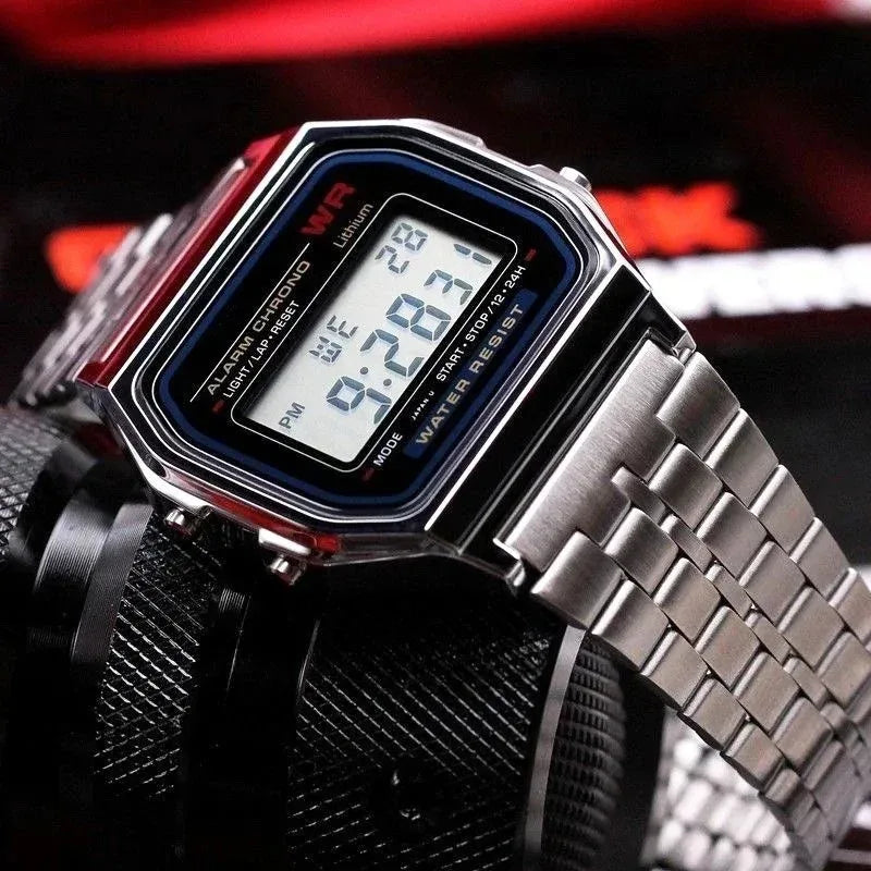Luxury LED Digital Watches for Men Stainless Steel Gold Sliver Electronic Watch Fashion Business Mens Watch relogios masculino