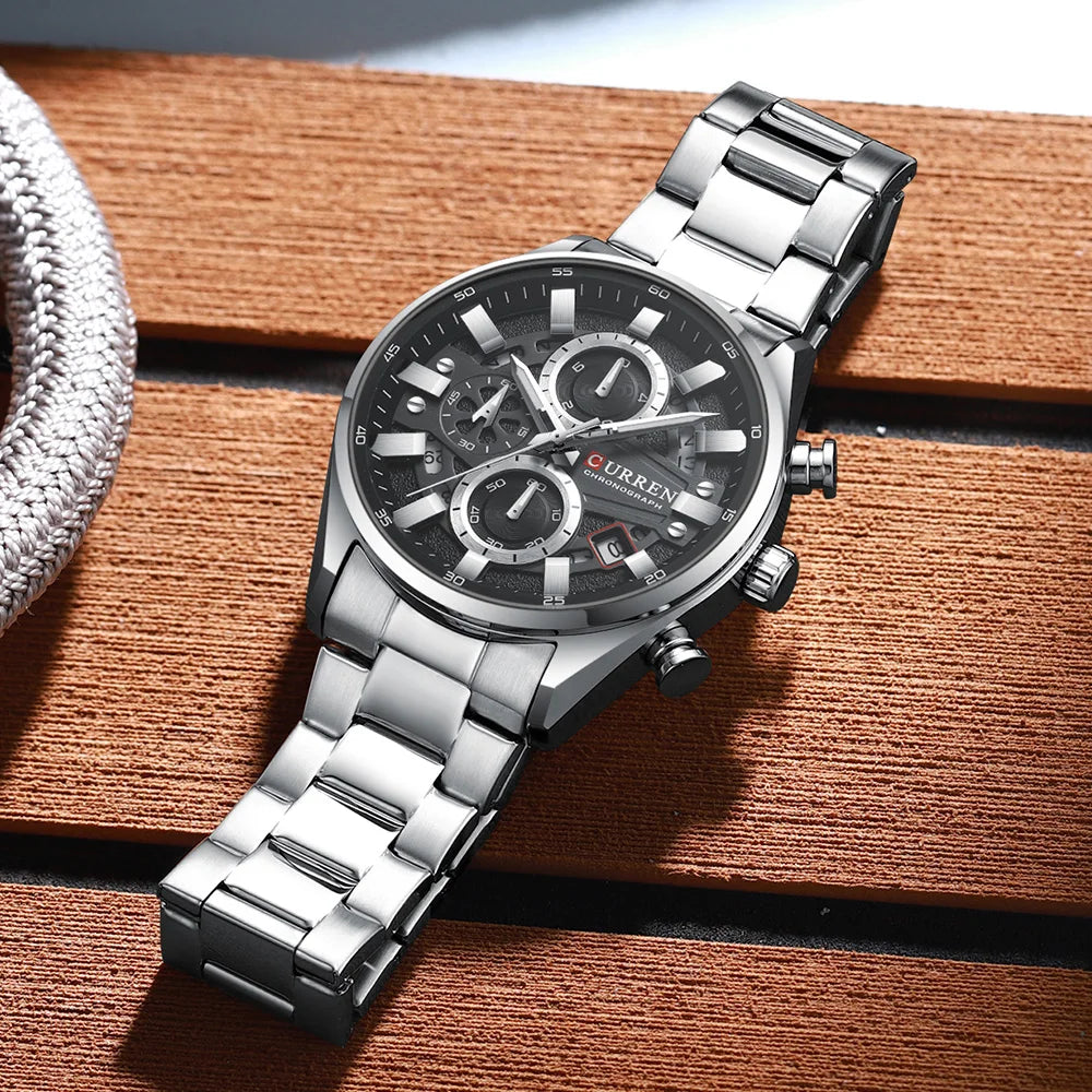 CURREN Top Luxury Business Calendar Multi functional Waterproof Sports Men's Quartz Men Watch Construction Wristwatch for Men