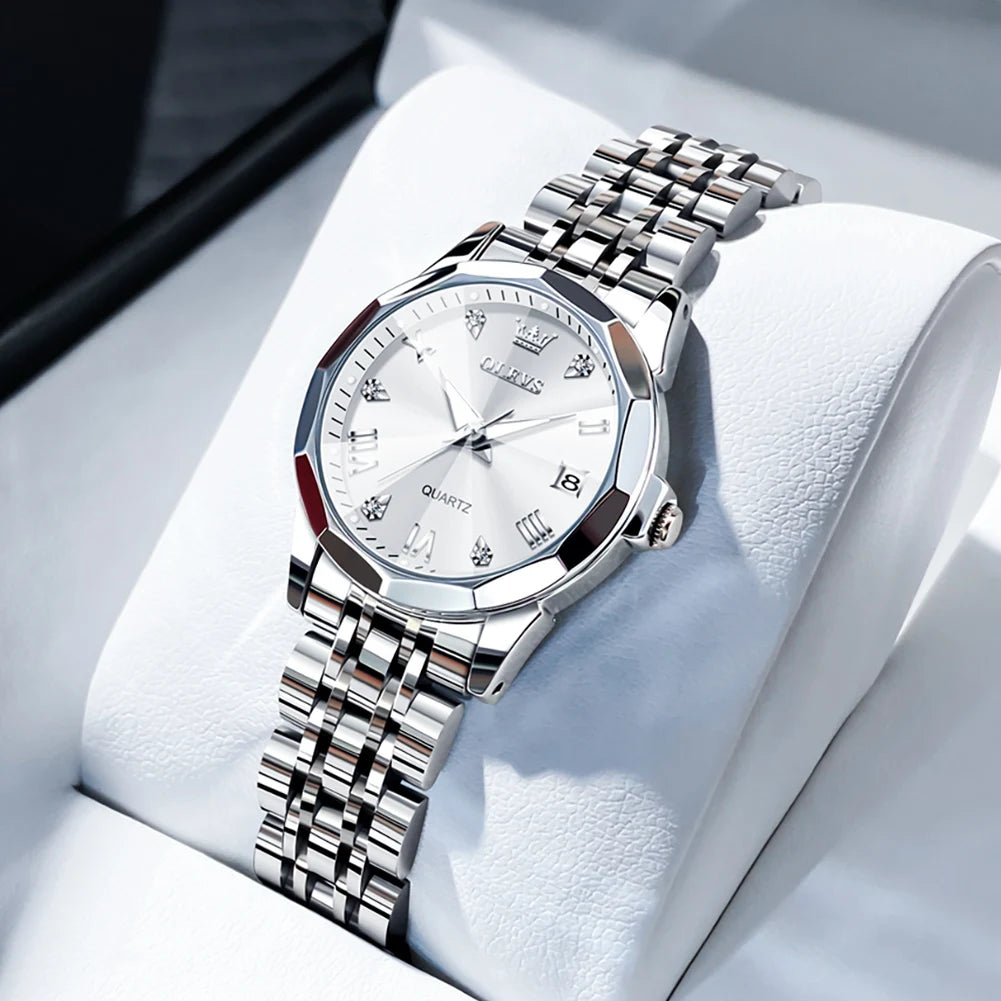 OLEVS 9931 Elegant Fashion Women's Watches Luxury Brand Original Quartz Watch forLadies Waterproof Stainless Steel Luminous Date