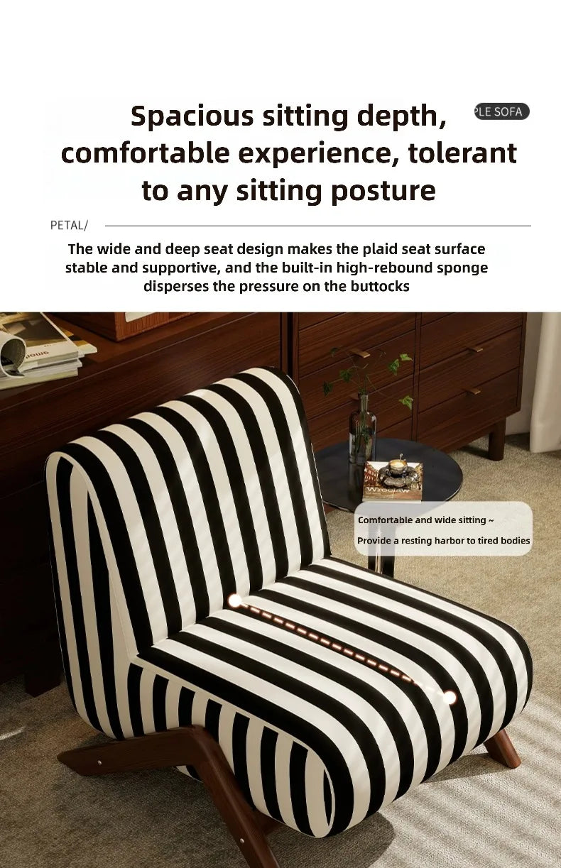 Single Sofa Chair with Antique Style, Lazy Living Room, Balcony, Leisure Chair, Zebra Chair, Solid Wood Designer Single Chairs