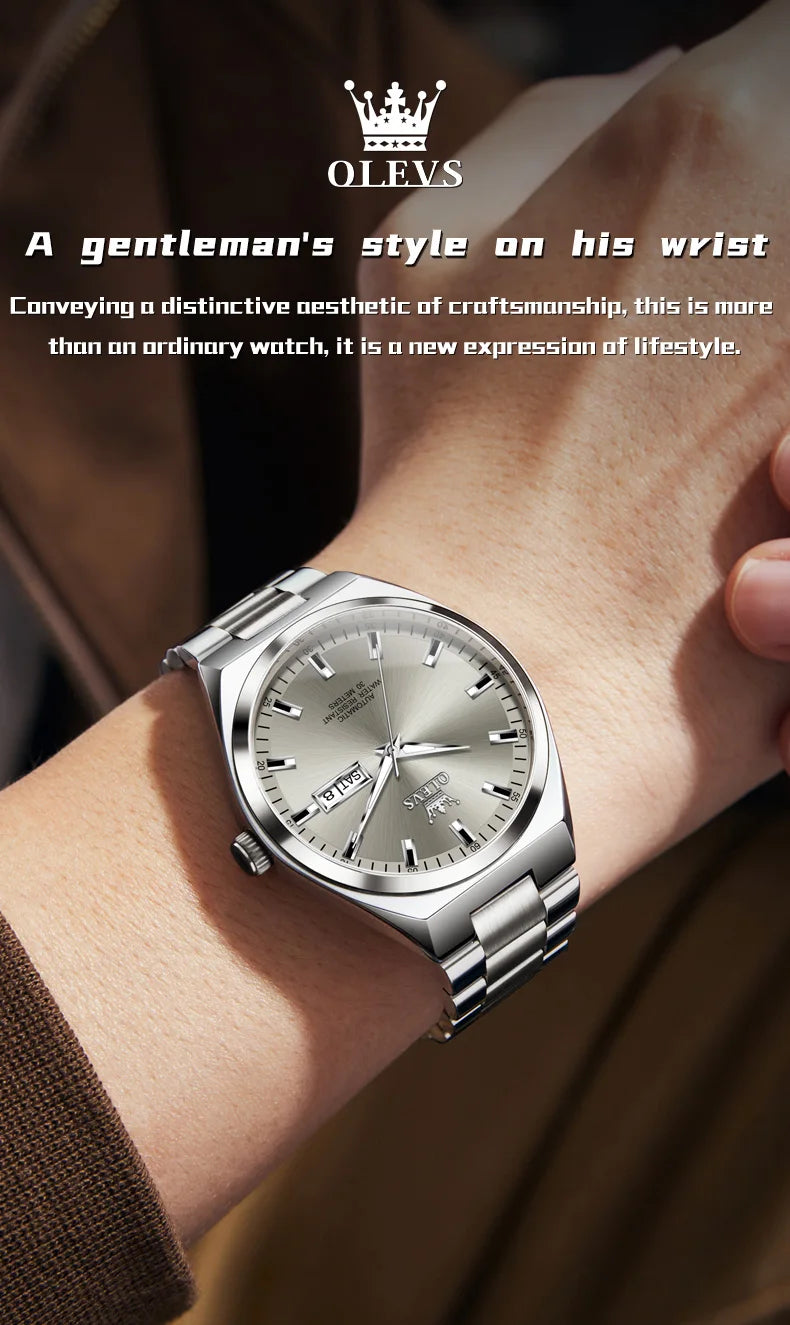 OLEVS 9907 NEW Business Watch for Men Fully Automatic Mechanical Movement Classic Date Week High-end Luxury Wrist watch for Men