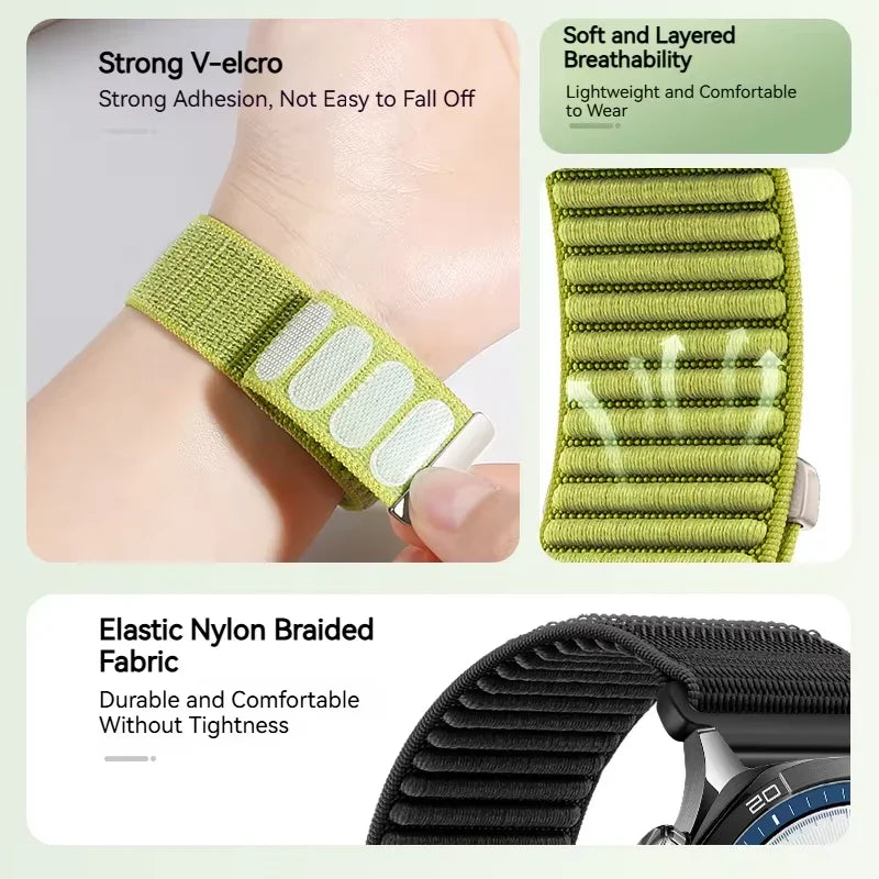 18mm 20mm 22mm Nylon Loop Strap For Garmin Forerunner 970 570 Venu 4 45mm 41mm Venu 3 Wave Wristband Garmin Active 6 Accessories