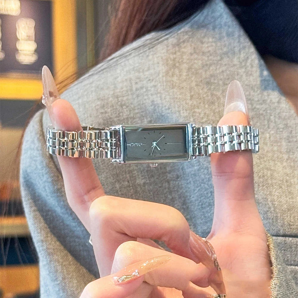 GEDI Watches for Woman Rectangular Steel Bracelet Women's Silver Watches Quartz Vintage Watch Waterproof Fashionable Wristwatch