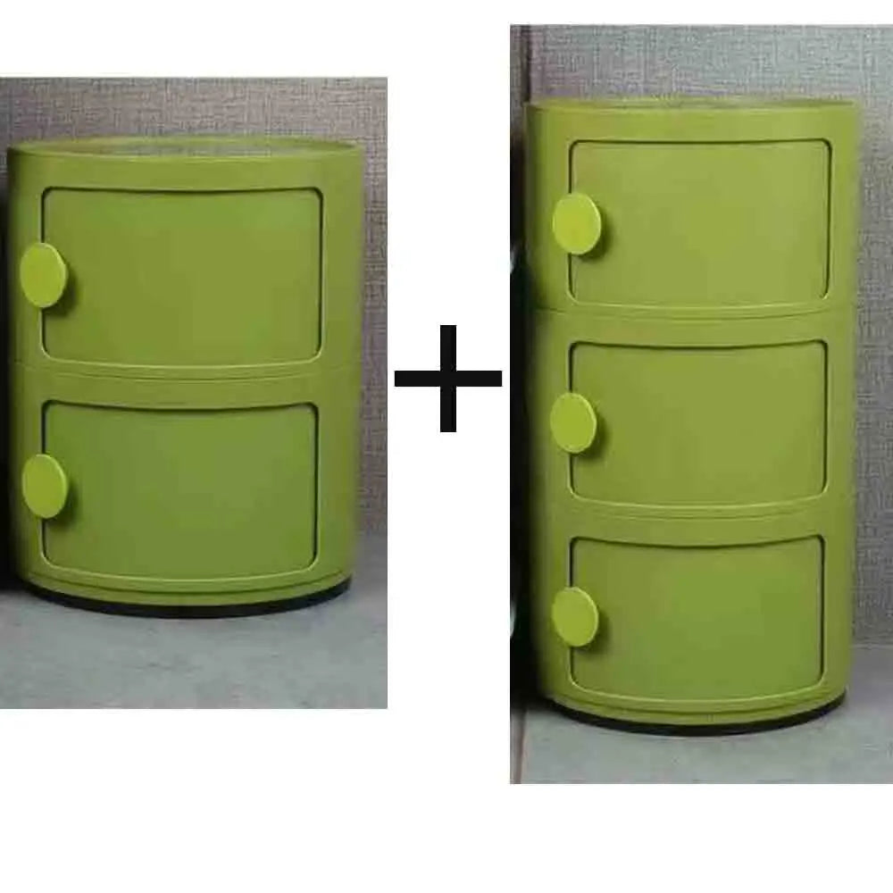 Plastic Round Bedside Nightstand with Drawers Practical Storage Box Cabinet Nightstand Chic Decor for Bedroom Living Room