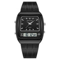 SANDA Outdoor Dual Display Men's Watch Luminous Waterproof TPU Strap Large Dial Chronograph Calendar Sports Wristwatch