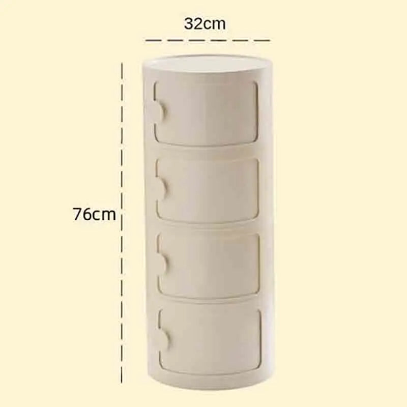 Plastic Round Bedside Nightstand with Drawers Practical Storage Box Cabinet Nightstand Chic Decor for Bedroom Living Room