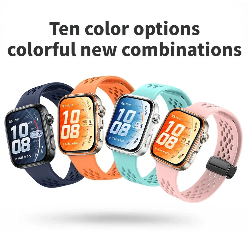 Original Silicone Strap For Huawei Watch Fit 5/4/3 Breathable Replaceable Magnetic Bracelet Band For Huawei Watch Fit 4/5 Pro