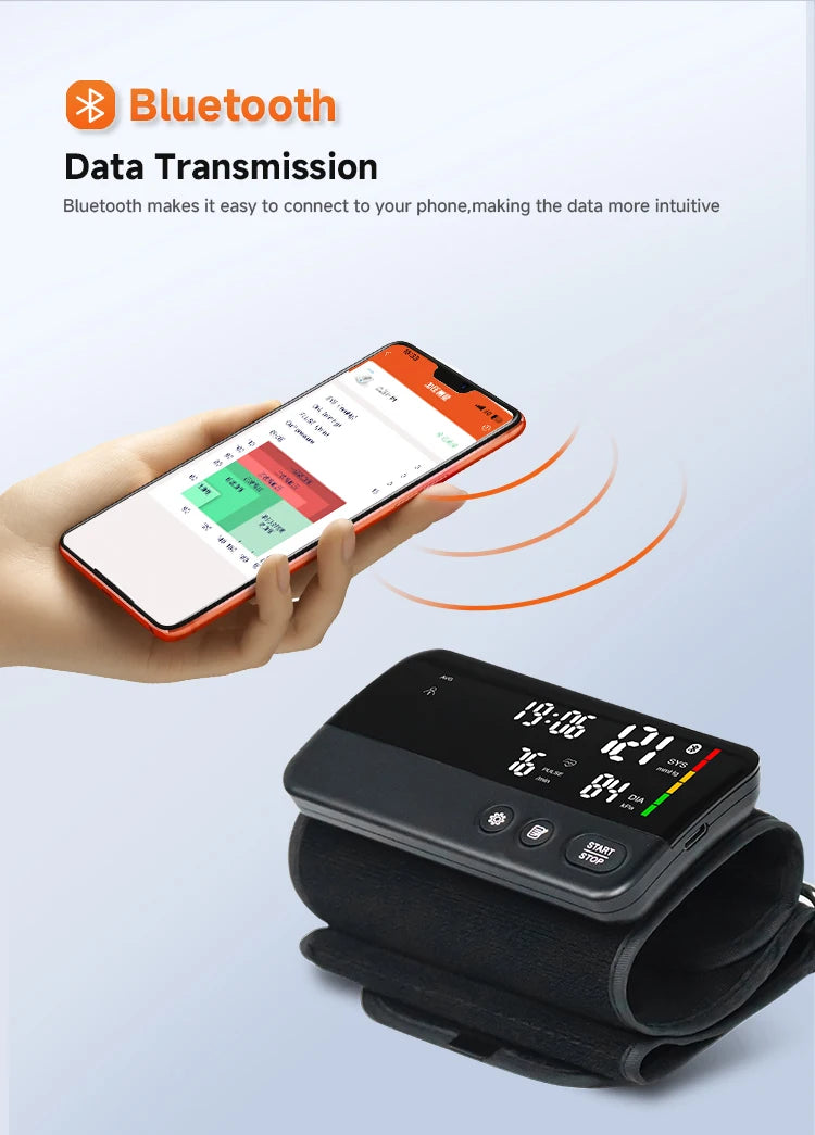 Bluetooth blood pressure meter,large screen display,2 sets of data storage,Intelligent portable upper arm blood pressure monitor